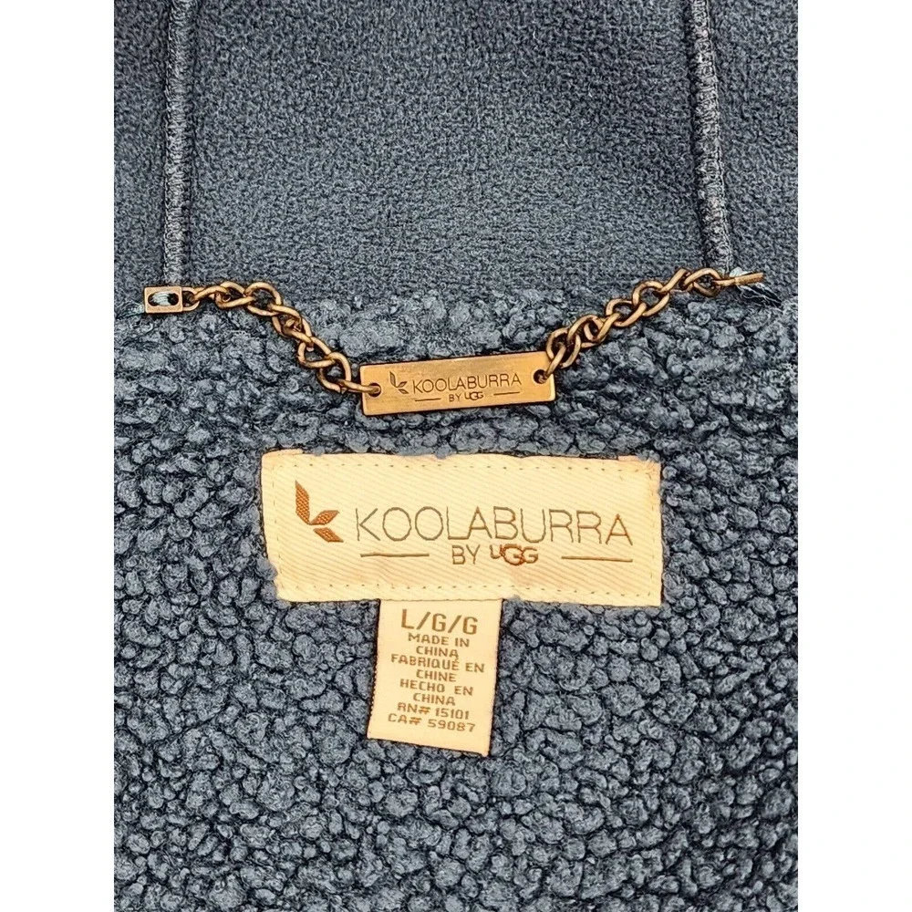 Koolaburra By UGG Sherpa Fleece Coat Navy Full Zip Cozy Soft Warm Size L - Picture 10 of 12